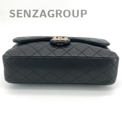 Chanel Westminster Pearl Chain Shoulder Bag Black Gold Lambskin Women
