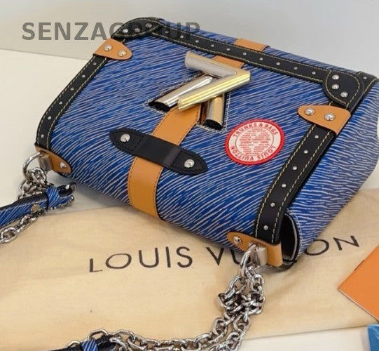 Louis Vuitton Twist PM Chain Epi Shoulder Bag Crossbody Blue Silver Women