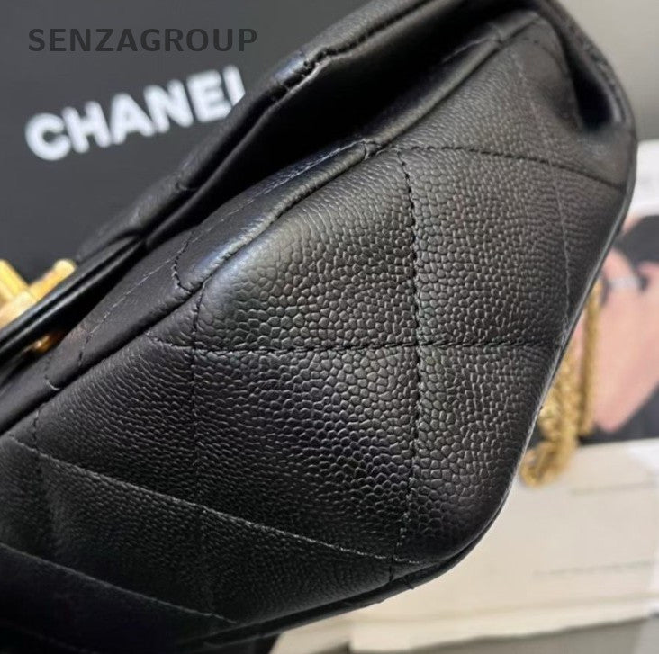 Chanel Classic Flap Chain Black Gold Diamond Shoulder Bag Women Classic Fashion