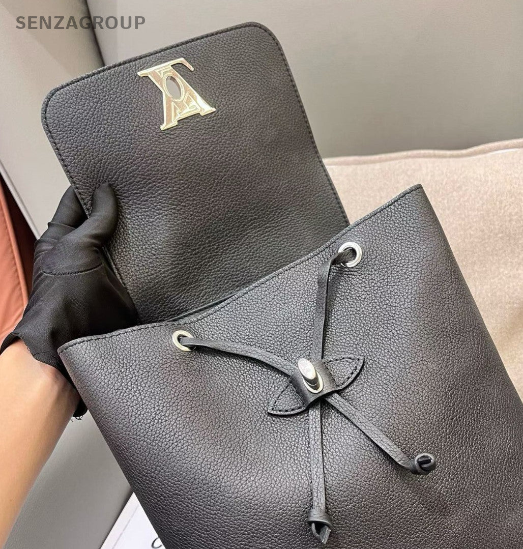 Louis Vuitton Lockme Calfskin Backpack Black Silver Unisex Adults Classic