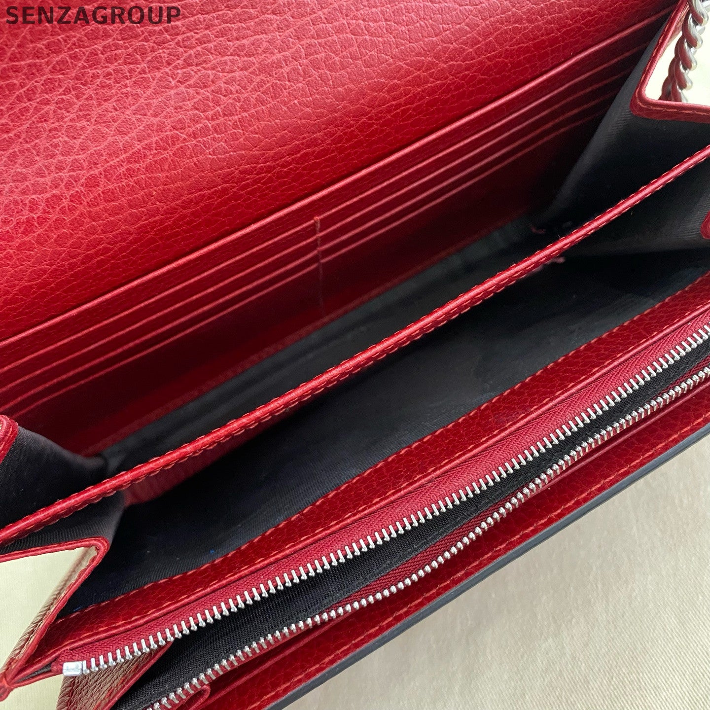 Gucci Dionysus WOC Chain Shoulder Crossbody Bag Red Silver Classic Women