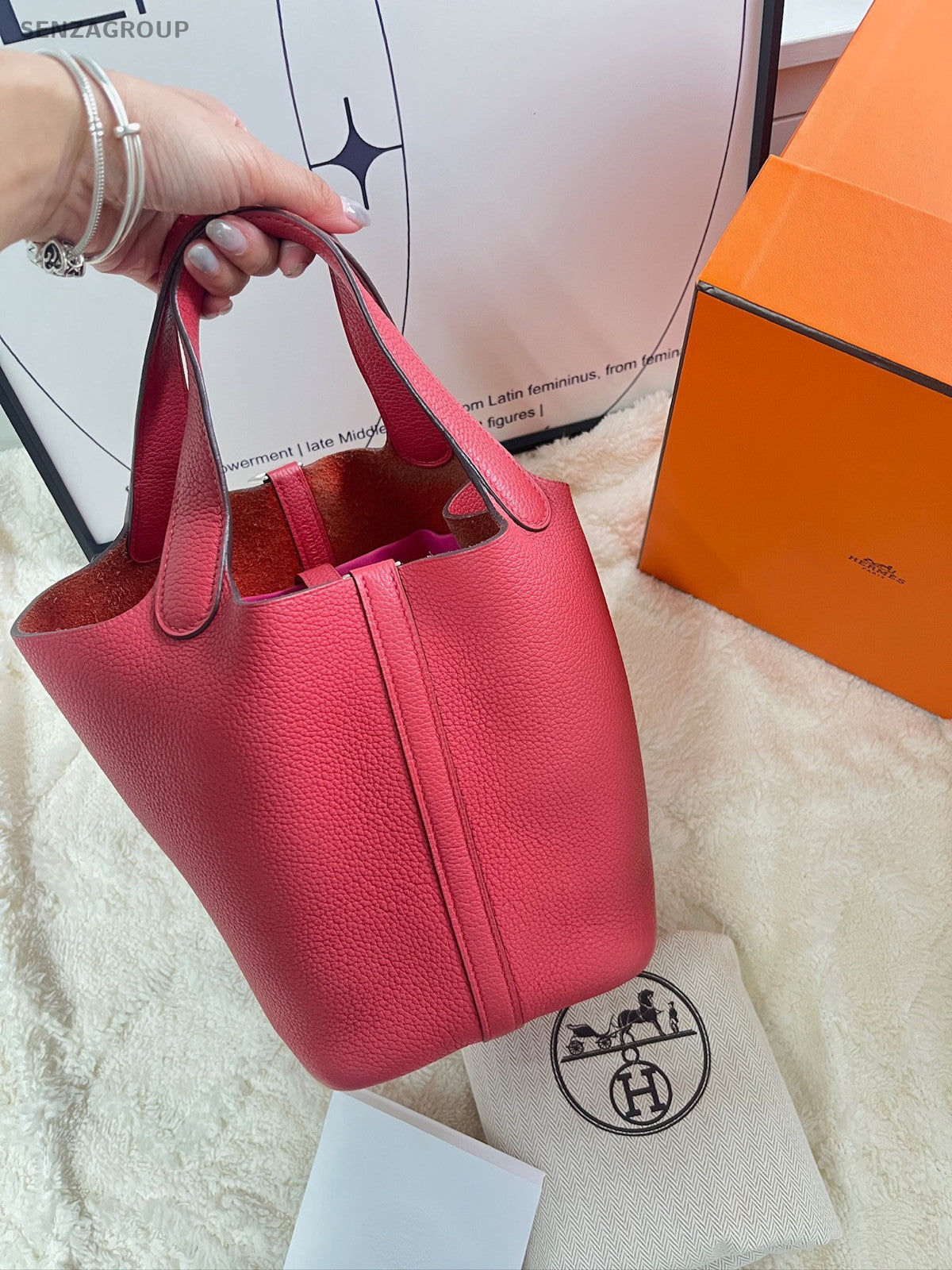 Hermès Picotin Lock Bag TC Leather Red Silver Women's Classic Tote