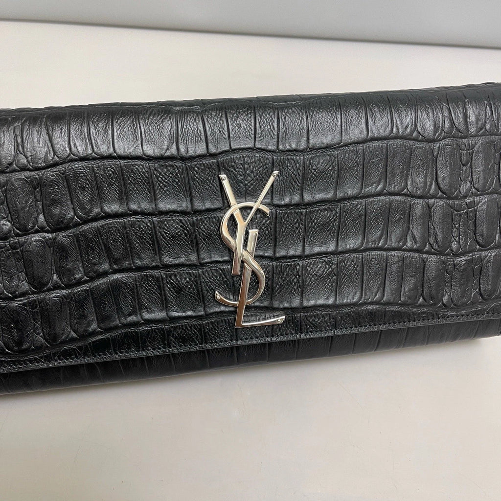 Saint Laurent Kate Clutch Black Silver Used Women Classic