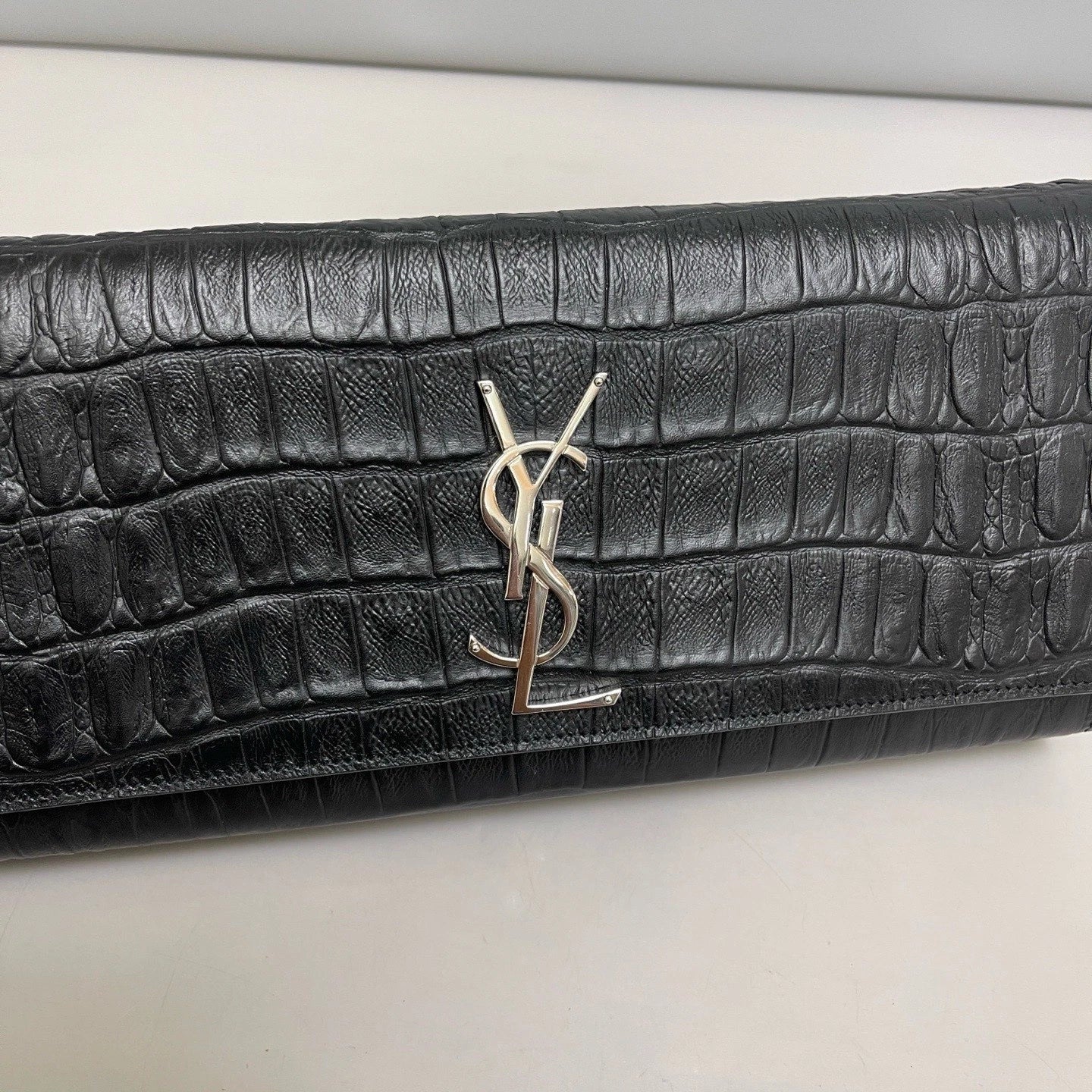 Saint Laurent Kate Clutch Black Silver Used Women Classic
