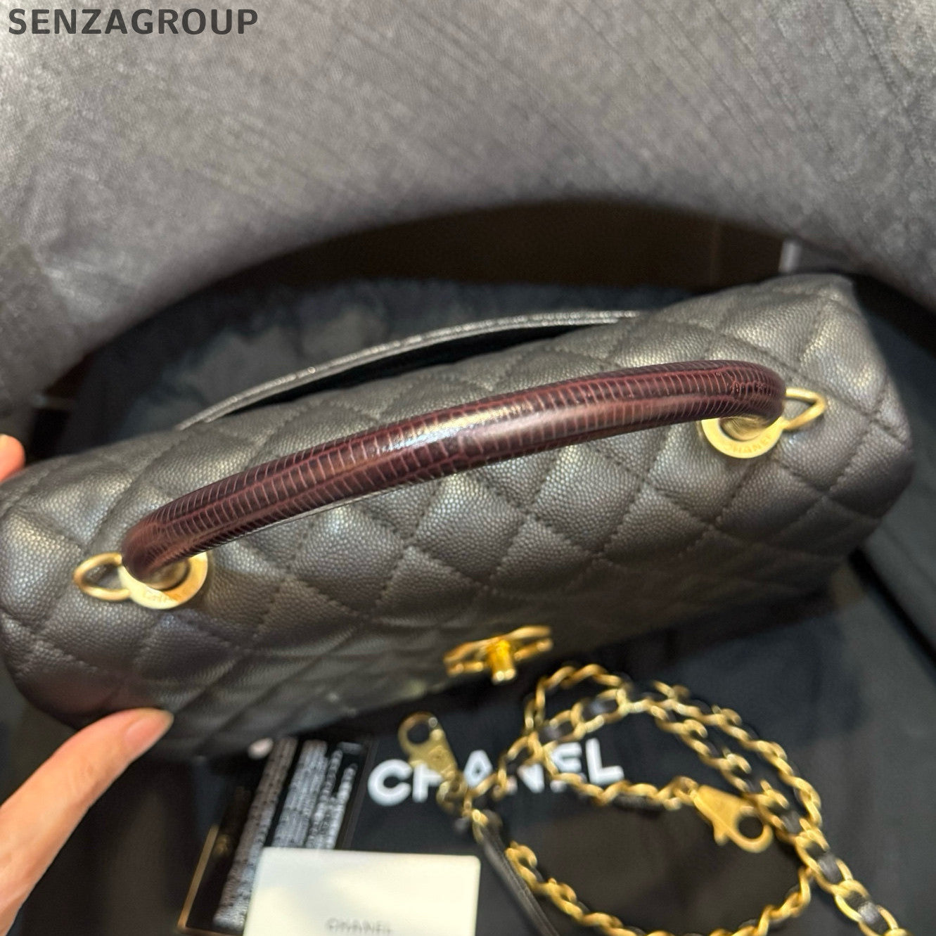 Chanel Coco Handle Medium Black Gold Quilted Classic Handbag