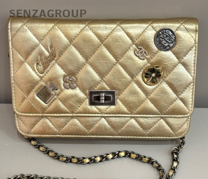 Chanel WOC Chain Shoulder Bag Crossbody Gold Silver Diamond Women Classic