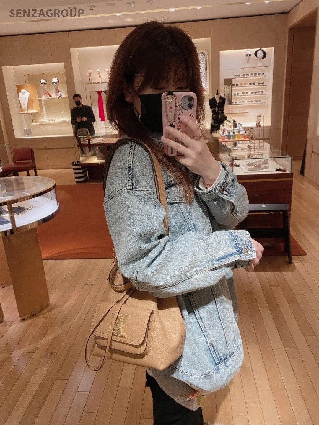 Louis Vuitton Lockme Bucket Drawstring Shoulder Crossbody Bag Brown Women