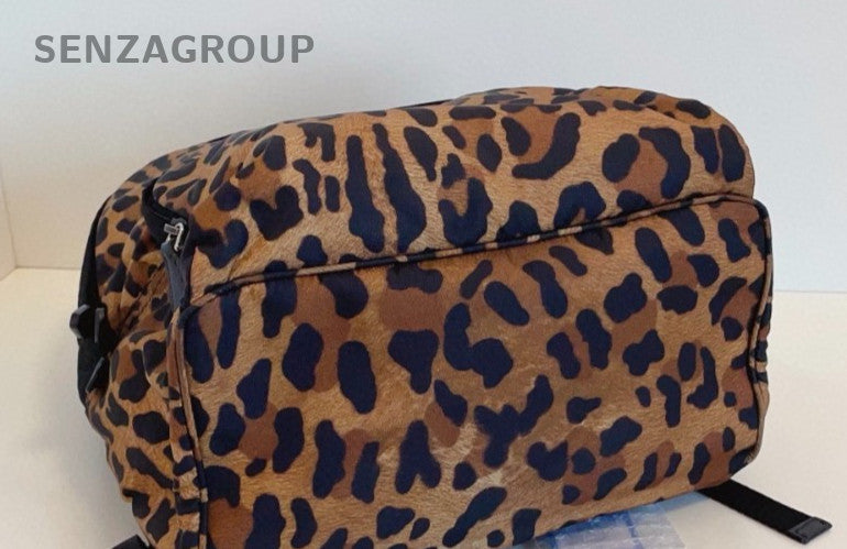 PRADA Backpack Leopard print parachute Leopard print small Shoulder bag Black