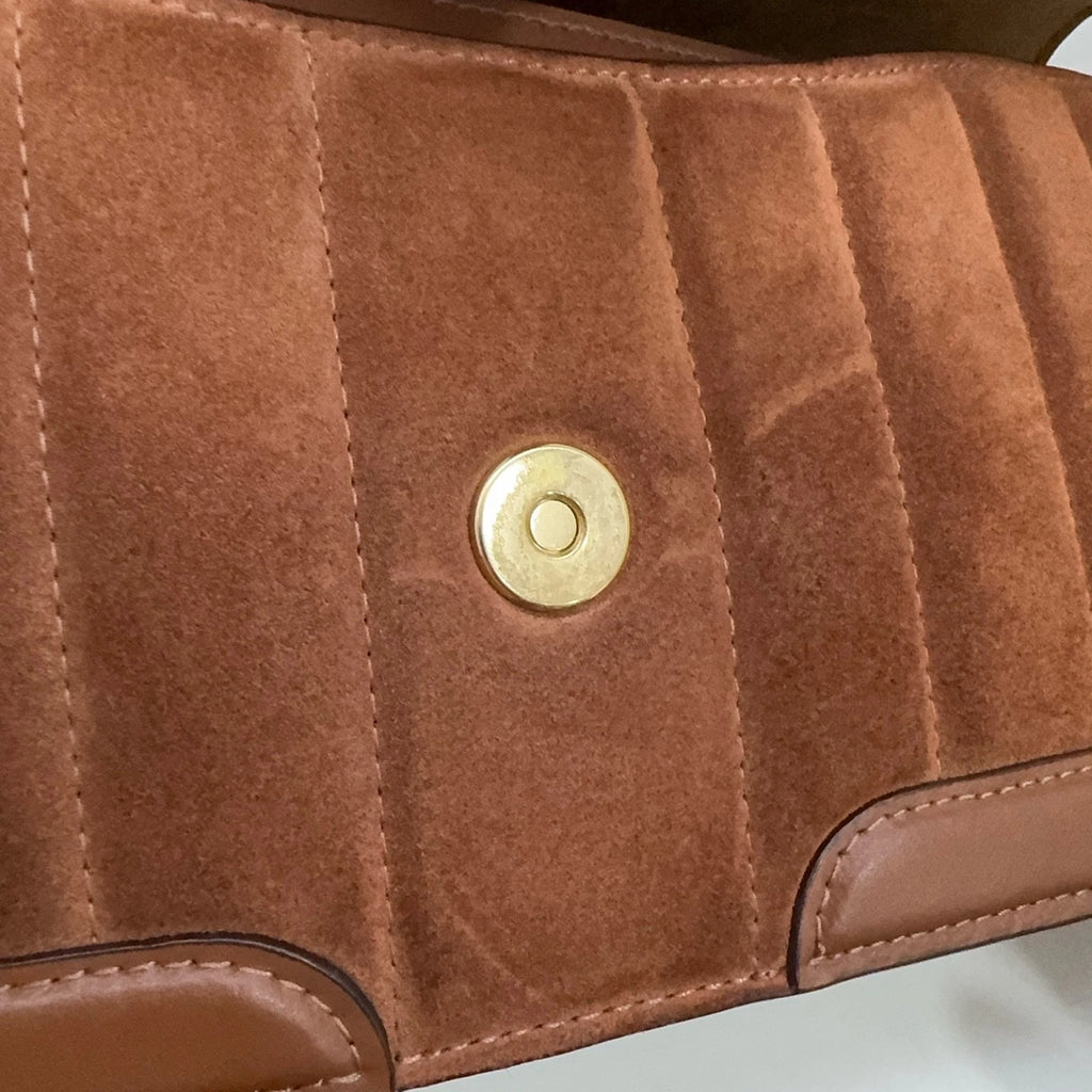 Coach Women's Georgie 27 Leather Suede Shoulder Crossbody Bag Caramel Brown