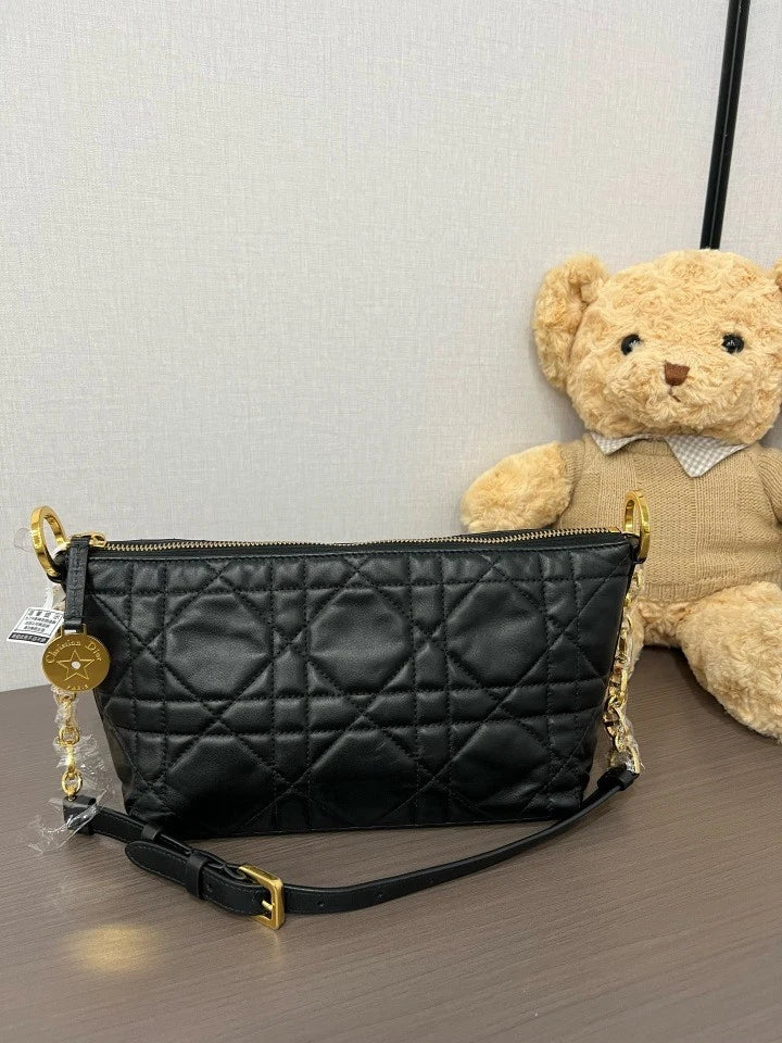 Dior Black Gold Lunch Box Shoulder Bag For Women