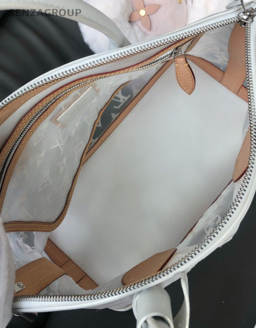 Louis Vuitton Lockit Lace and transparent Top Handle Handbag Women White