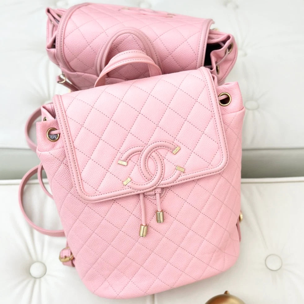 Chanel Vanity Case PM Calfskin Backpack Pink Gold Hardware Women S