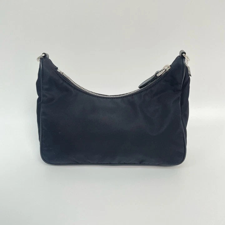 Prada Black Nylon Triangle Logo 3-in-1 Chain Shoulder Crossbody For Women