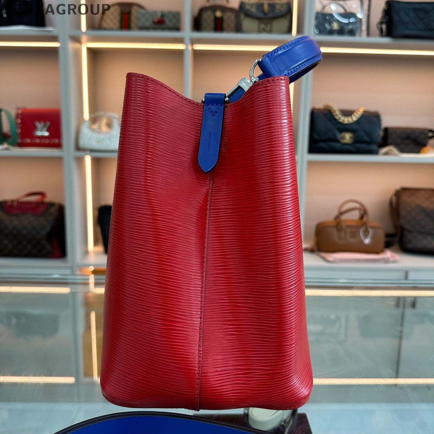 Louis Vuitton Monogram Watercolor Blue Red Bucket Bag Medium Tote Shoulder