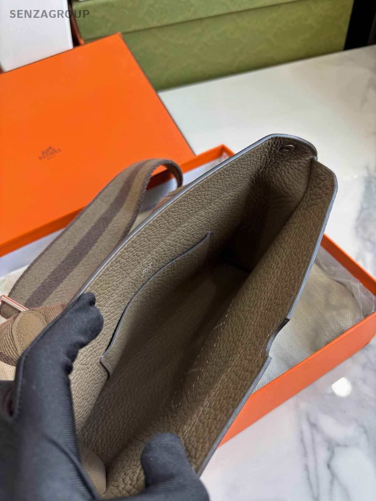 Hermes  Videpoches 2Way Shoulder Bag Crossbody Gray Used Women Classic