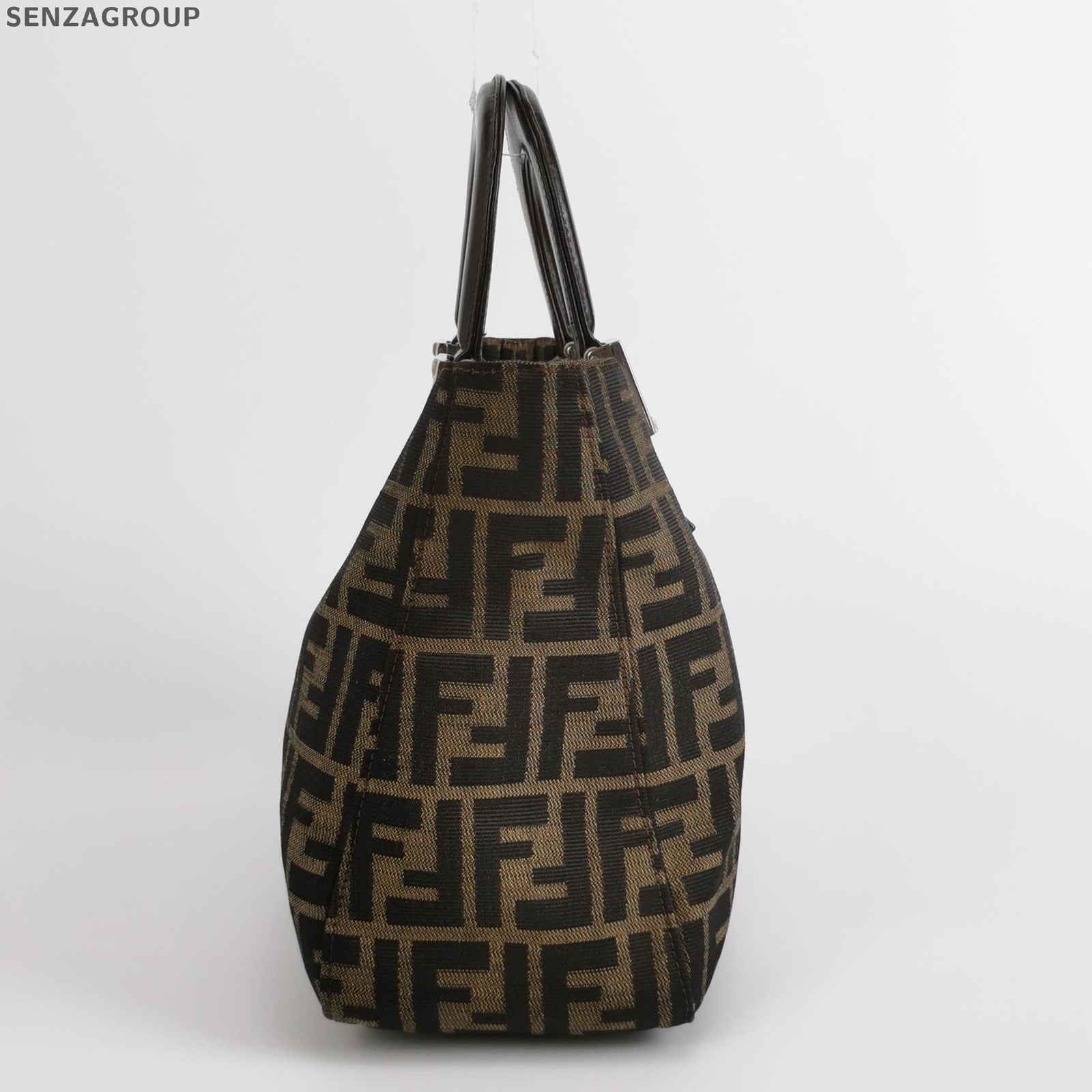 Fendi Monogram Tote Bag Brown Silver Hardware Women's Classic
