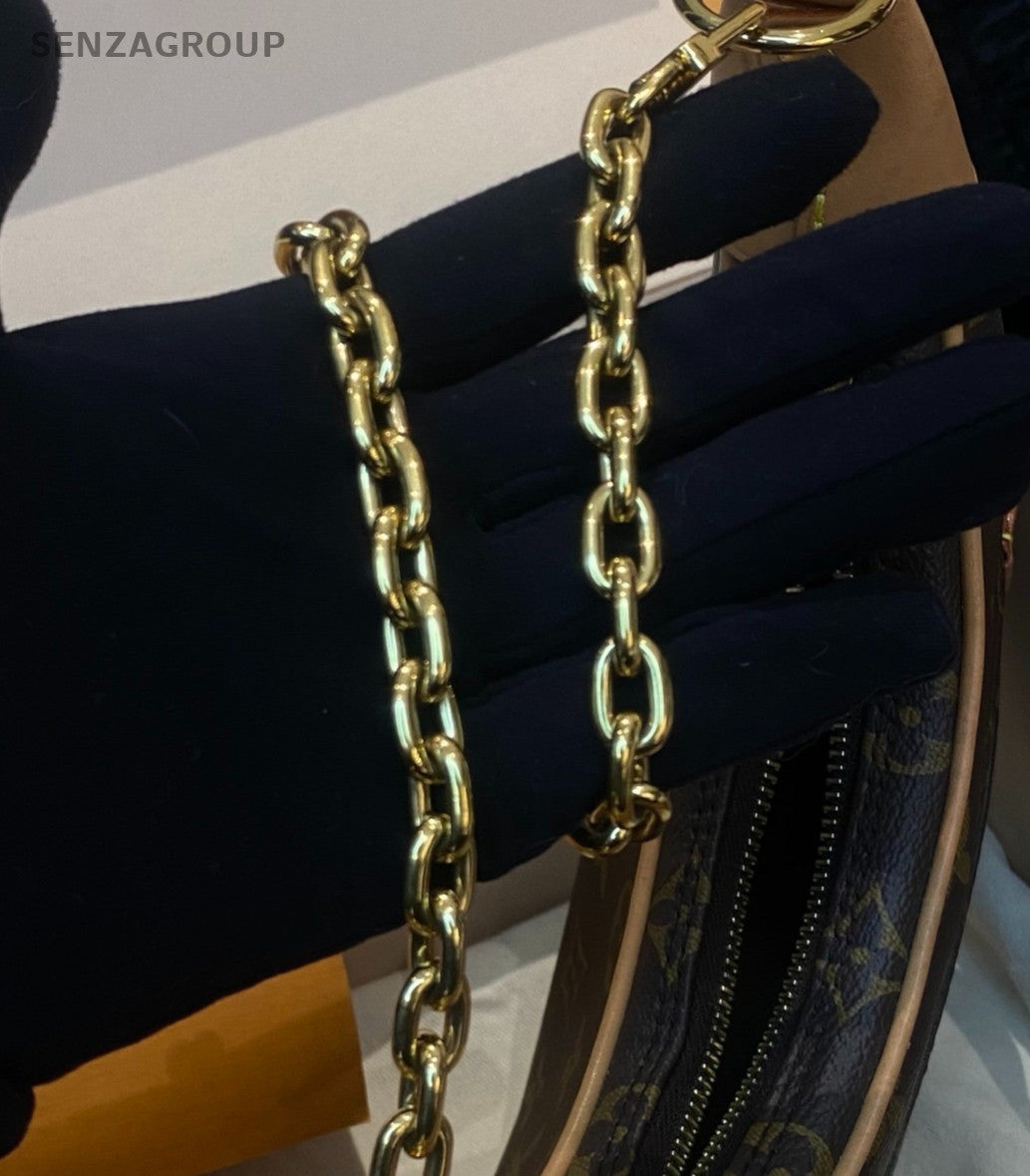 Louis Vuitton Loop Monogram Chain Shoulder Bag Brown Gold Women Classic