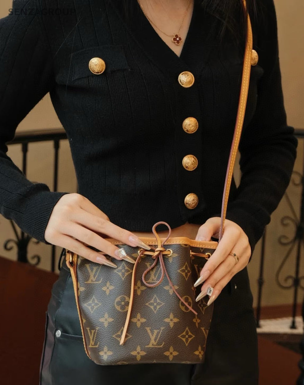 Louis Vuitton Nano Noe Monogram Drawstring Shoulder bag Crossbody Canvas Women