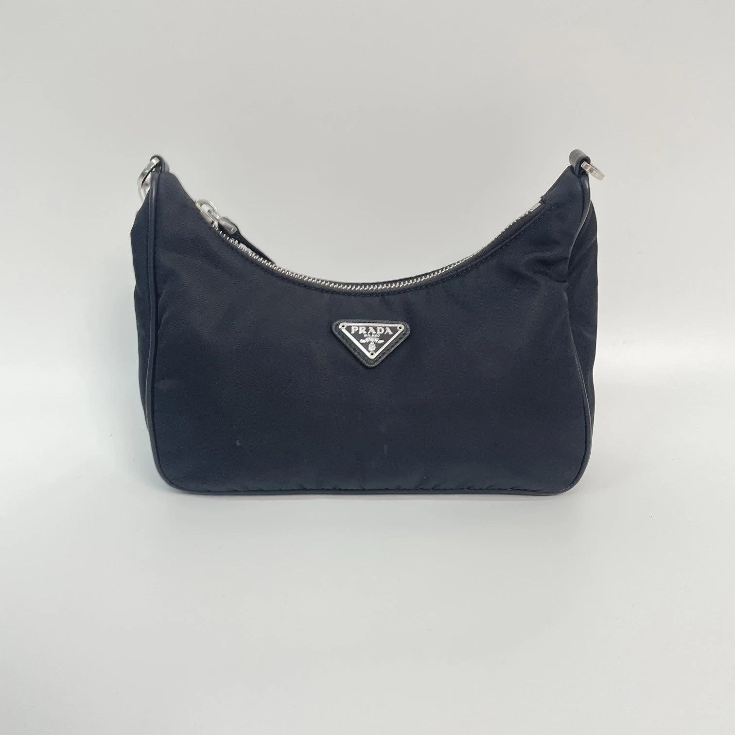 Prada Black Nylon Triangle Logo 3-in-1 Chain Shoulder Crossbody For Women