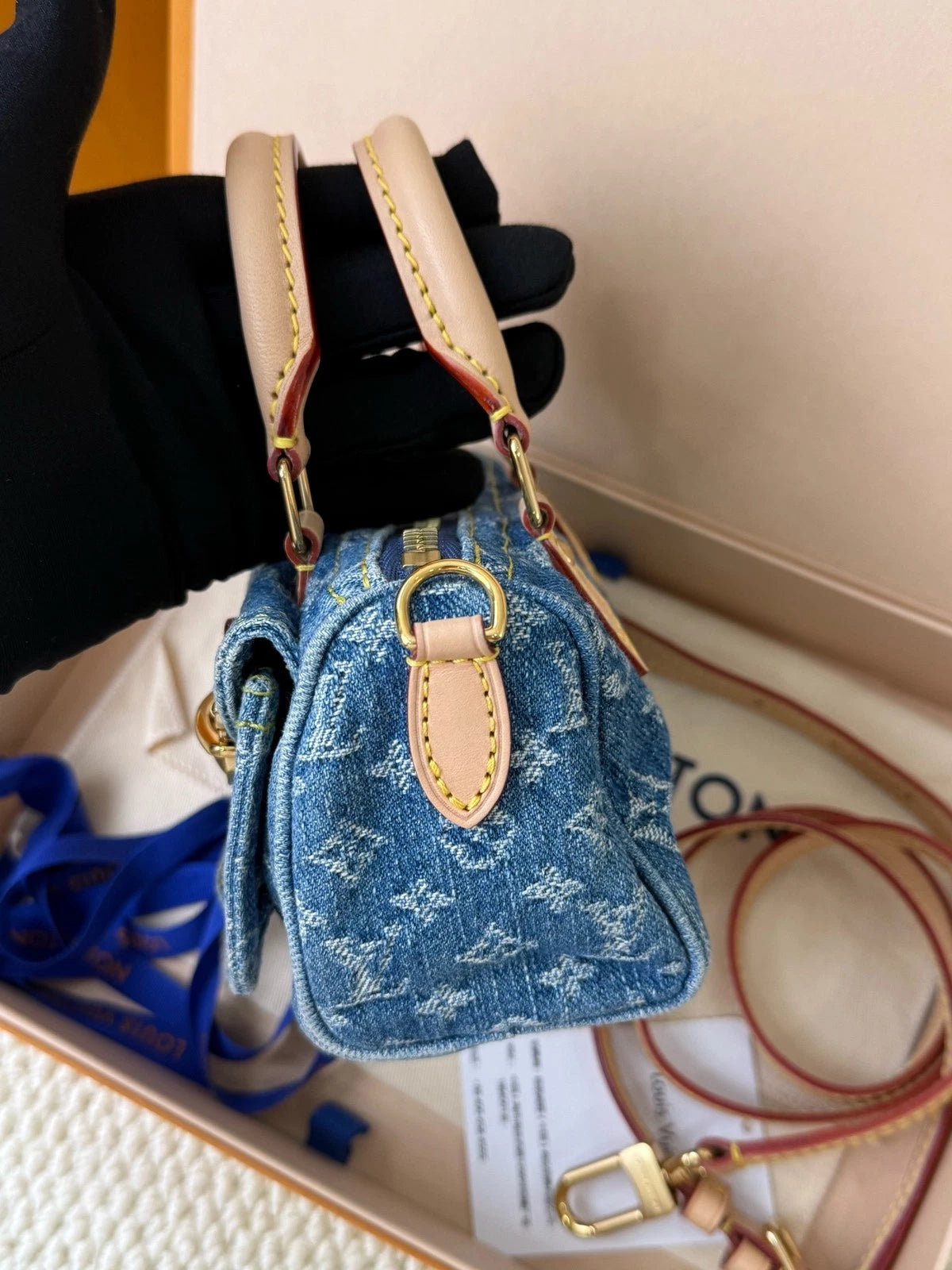 Louis Vuitton Speedy Nano Denim Top Handle Bag For Women