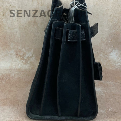 YSL Saint Laurent Sac de Jour Black Suede Handbag Shoulder Bag Women Classic