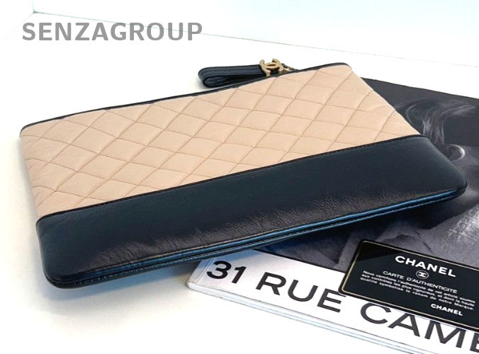 CHANEL Clutch Handbag Diamond pattern Milk tea color Women
