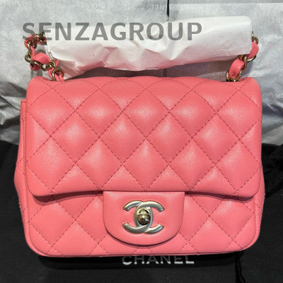 Chanel Classic Flap Quilted Chain Shoulder Bag Pink Gold