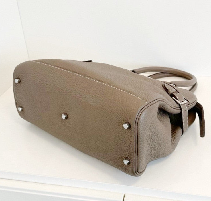 Hermes Atlas35 Top Handle Bag Gray Silver Used Women Classic Fashion