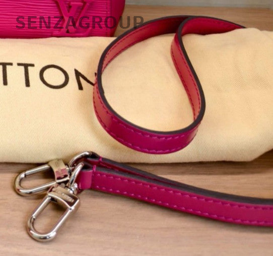 Louis Vuitton Cluny BB Epi Leather Top Handle Bag Crossbody Red Silver Women