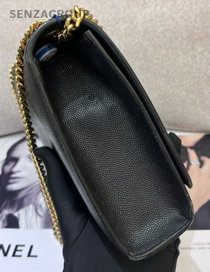 Saint Laurent Kate MM Calfskin Chain Shoulder Bag Crossbody Black Gold Women
