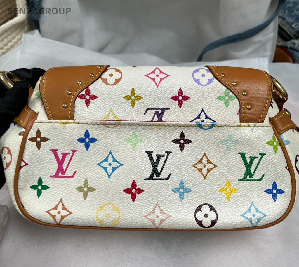 Louis Vuitton Monogram White Multicolor Shoulder Bag Women Classic