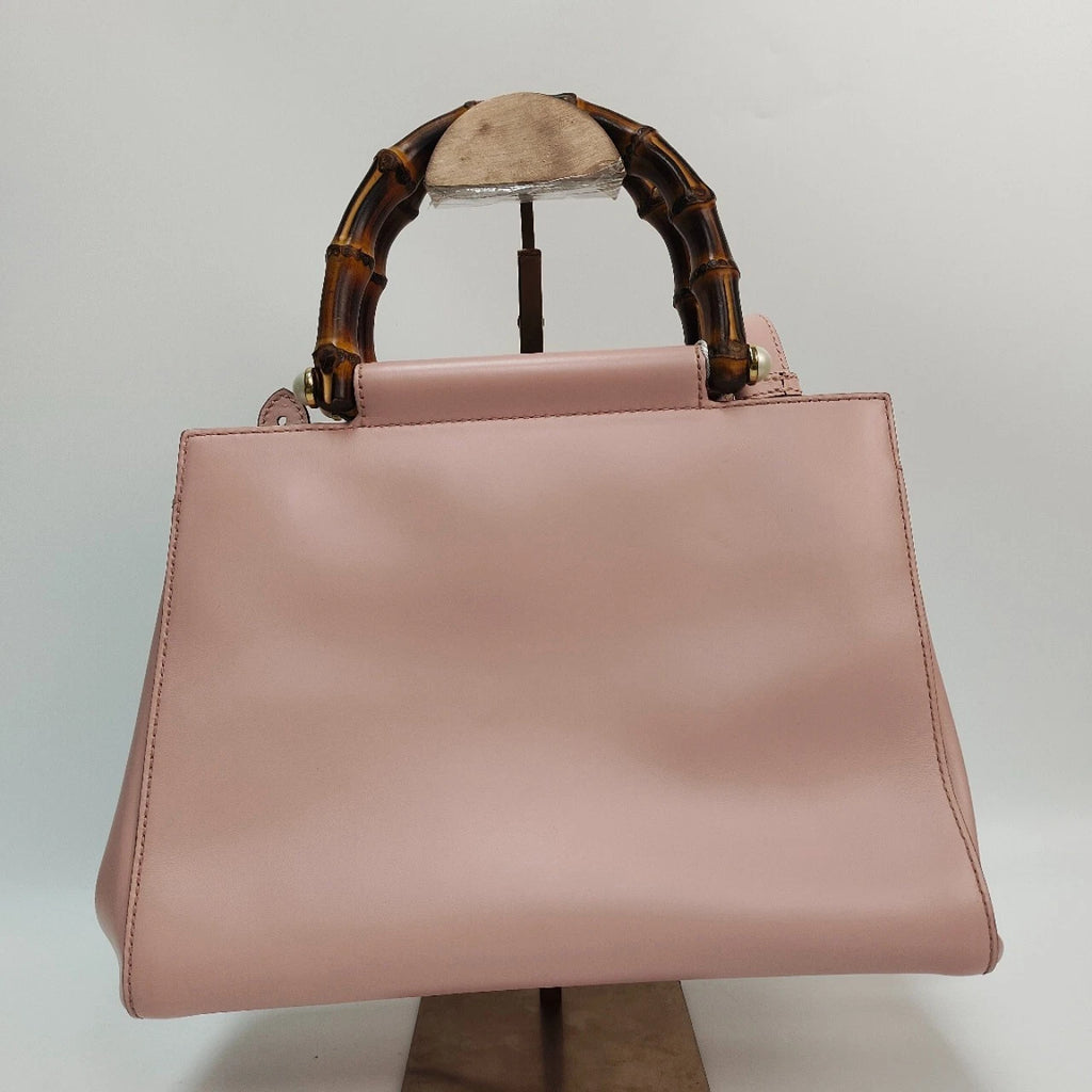 SJ0001 Gucci Nymphaea Pink Smooth Calfskin Bamboo Top Handle Bag XP02052