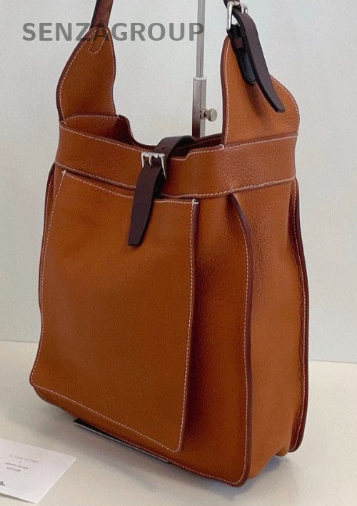 Hermes Marwari Hobo Shoulder Bag Brown Silver Used Women Classic Designer
