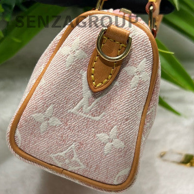 Louis Vuitton Speedy Nano Bag Pink Gold Women's Fashion Handbag Crossbody