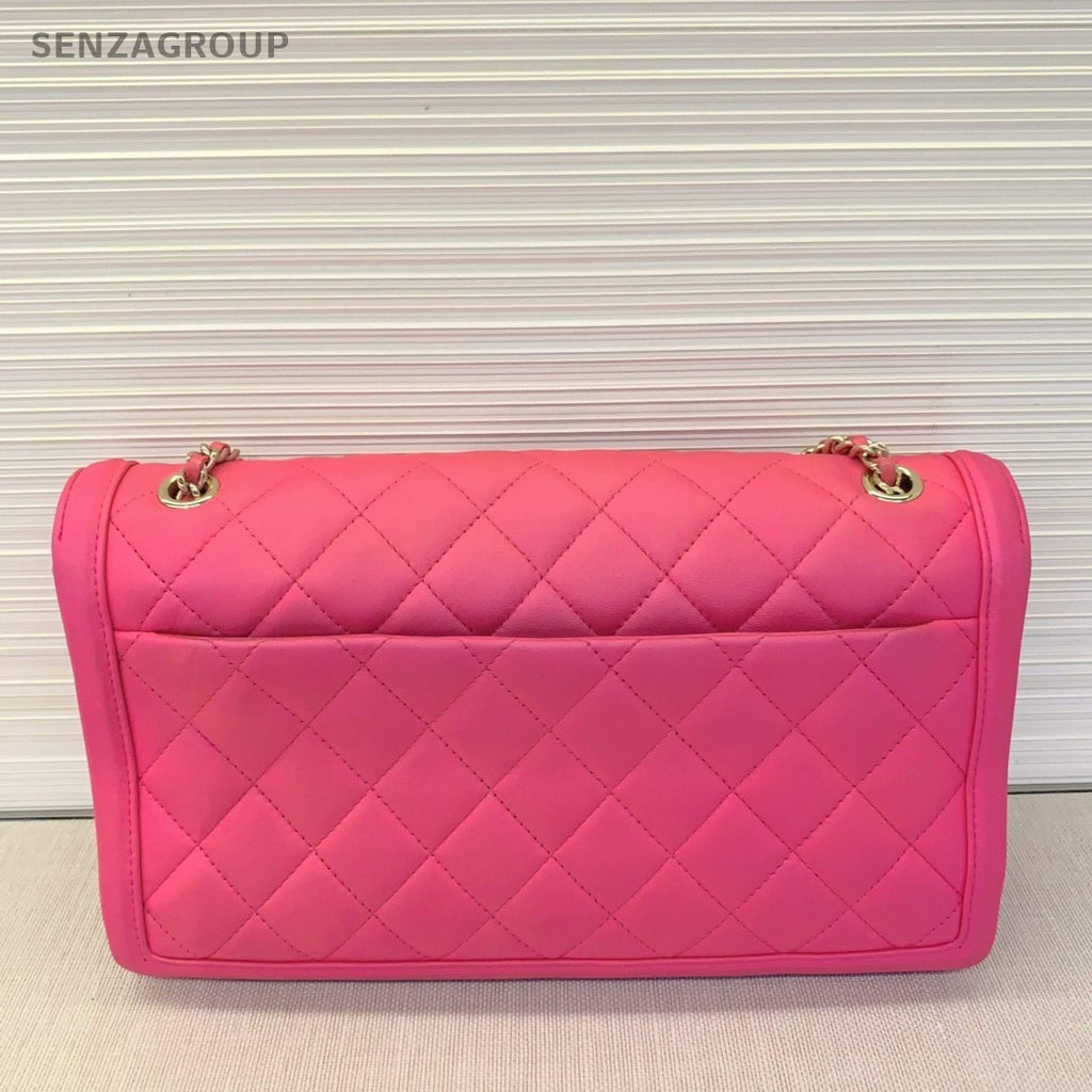CHANEL Peach pink Lambskin Flap Shoulder bag Crossbody