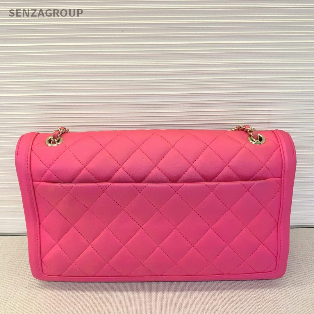 CHANEL Peach pink Lambskin Flap Shoulder bag Crossbody