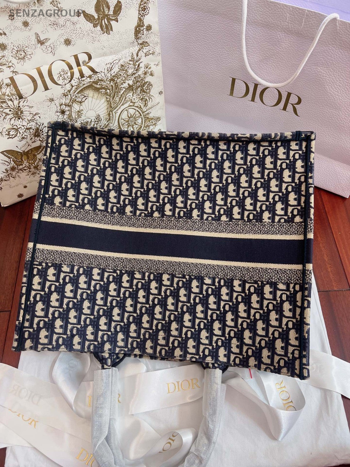 Christian Dior Book Tote GM Monogram Top Handle Canvas Handbag Women Classic