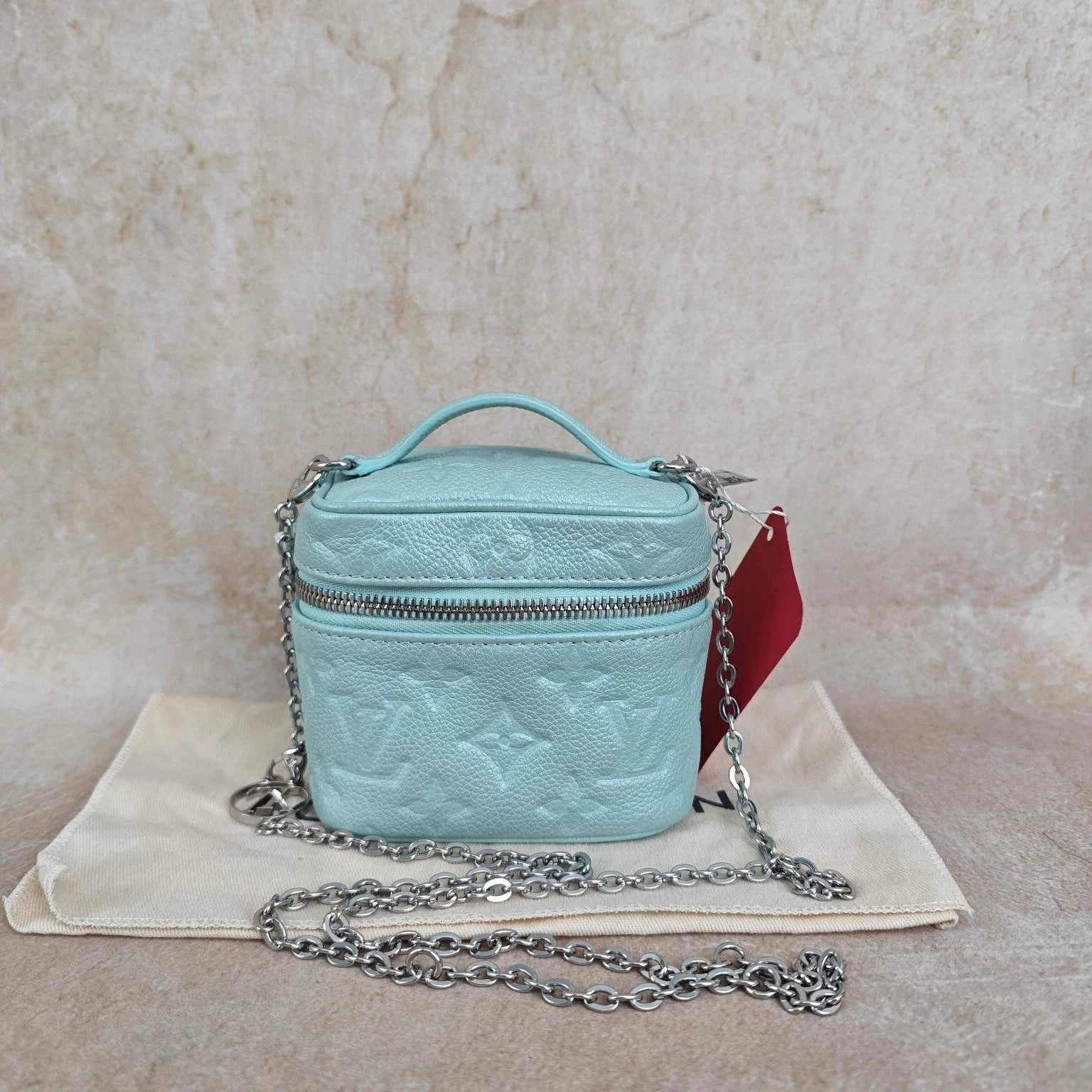 Louis Vuitton Vanity Leather Green Handbag Chain Bag Excellent