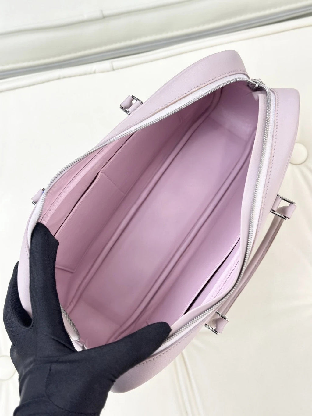 Hermes Plume Elan Calfskin Top Handle Bag Purple Women S