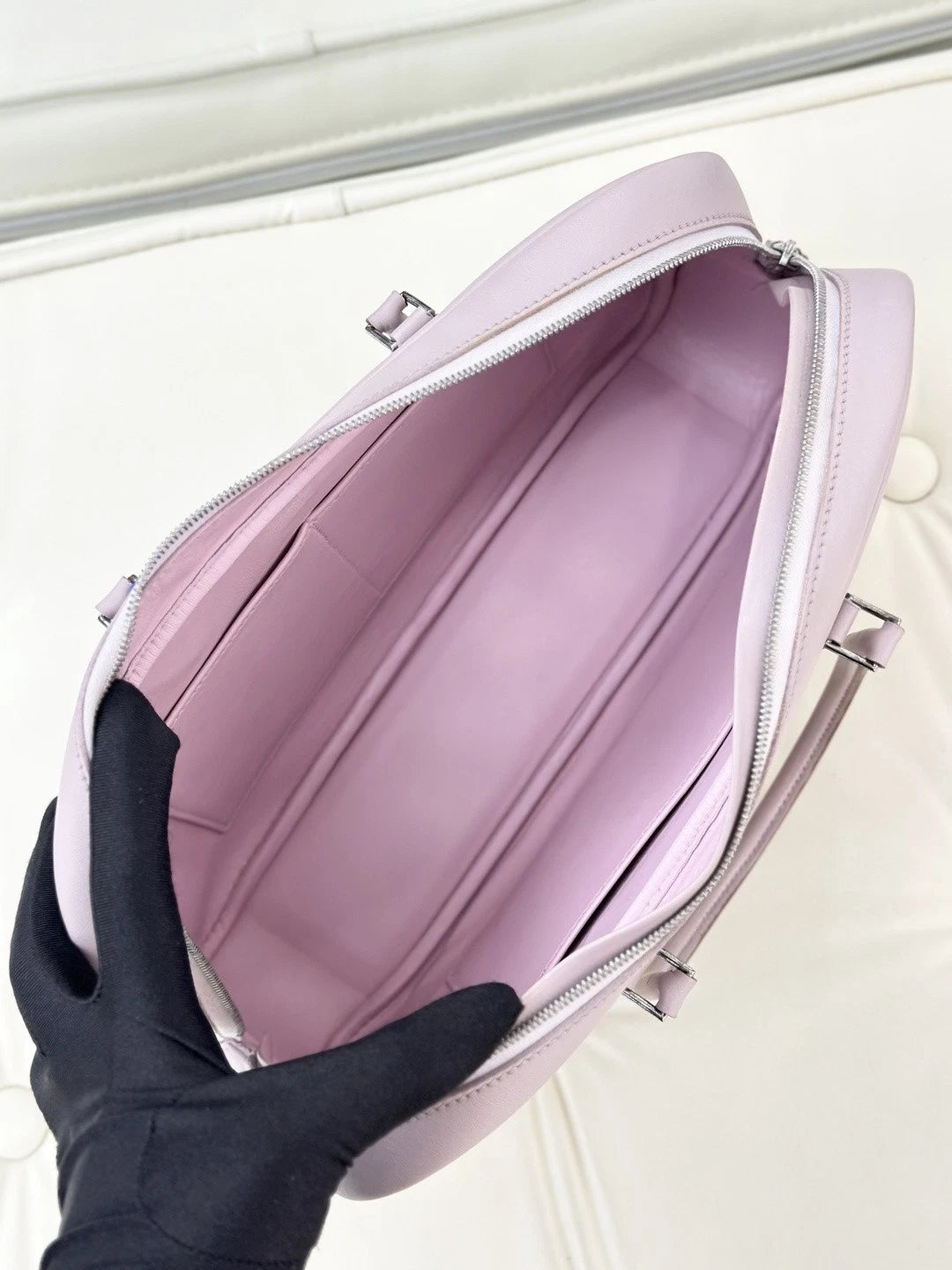 Hermes Plume Elan Calfskin Top Handle Bag Purple Women S