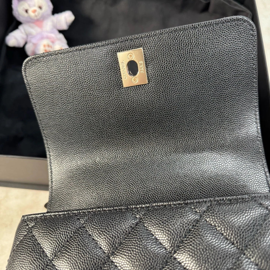 New CHANEL Coco Handle Mini Black Leather Top Handle Bag For Women