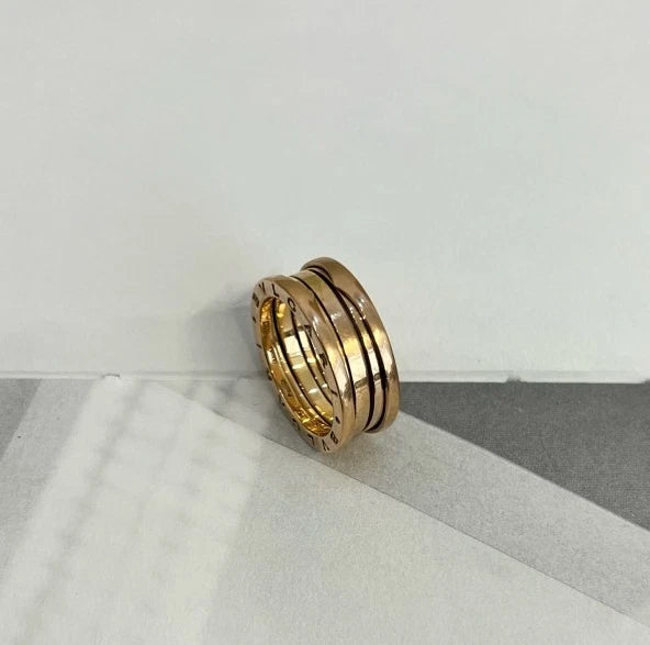 Bvlgari B. Zero1 18k Rose Pink Gold 3 Band Ring EU57/US8
