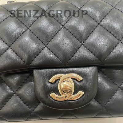 Chanel Classic Flap Quilted Chain Shoulder Bag Black Gold Women's Fashion