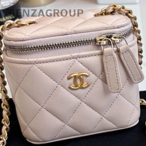Chanel Mini Cosmetic Case Shoulder Crossbody Bag Women Light Pink
