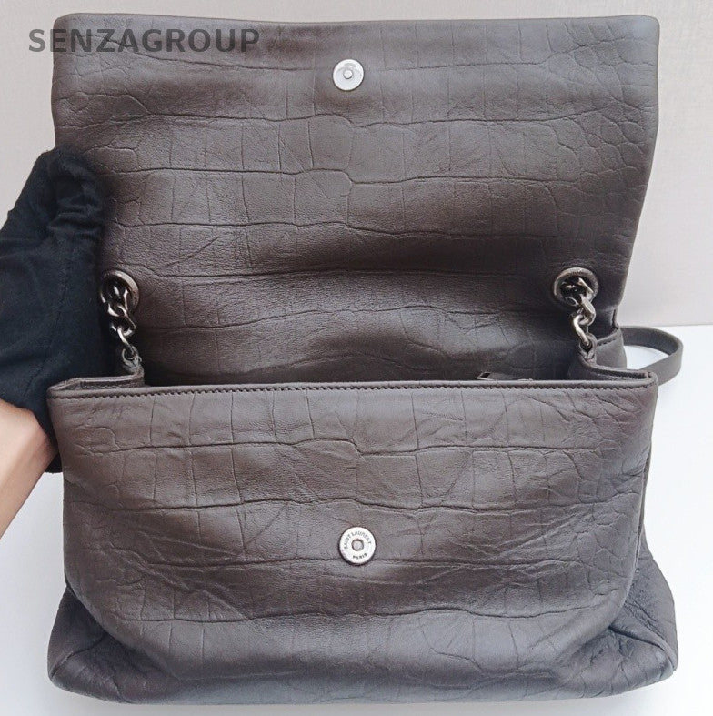 Saint Laurent Niki Chain Shoulder Bag Gray Silver Used Women Classic