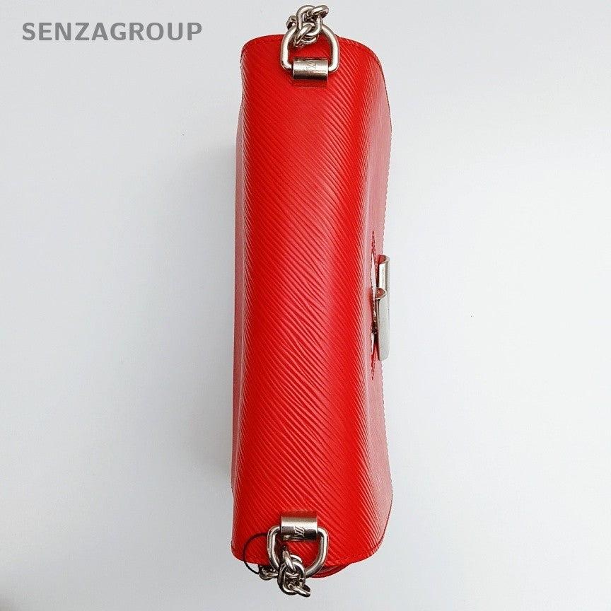 Louis Vuitton Twist MM Chain Shoulder Bag Red Silver Women Classic Fashion