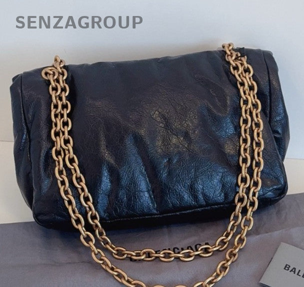 Balenciaga Monaco PM Chain Shoulder Bag Black Gold Women Classic