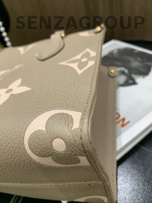 Louis Vuitton OntheGo Small Tote Bag Grey Gold Monogram Women Classic