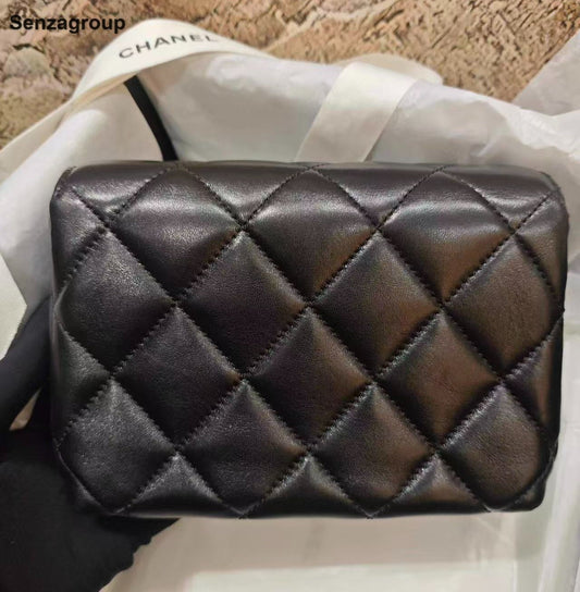 Brand New Chanel 24A Pearl Chain Shoulder Bag Black Gold Women Chip Version