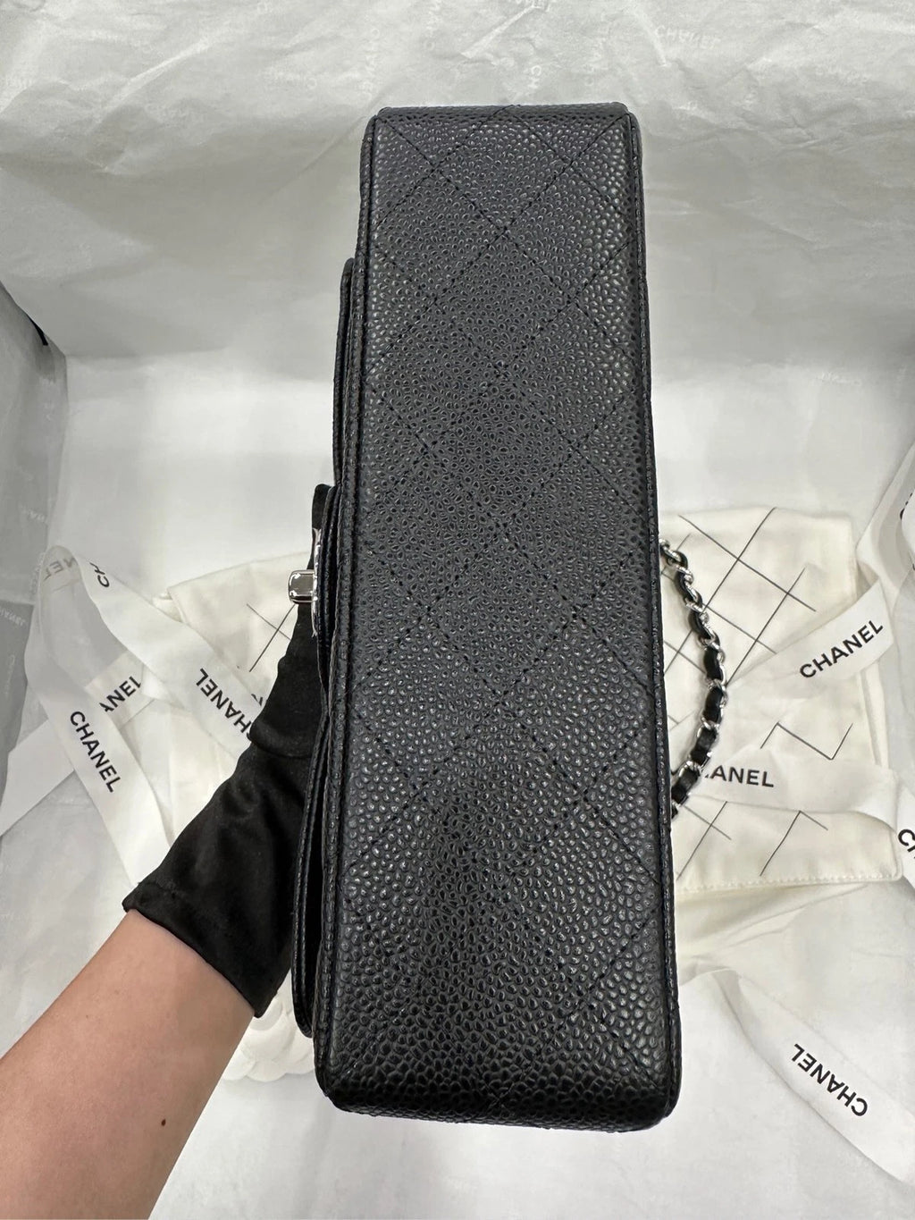 CHANEL Classic Flap Small Black Leather Shoulder Bag For Women